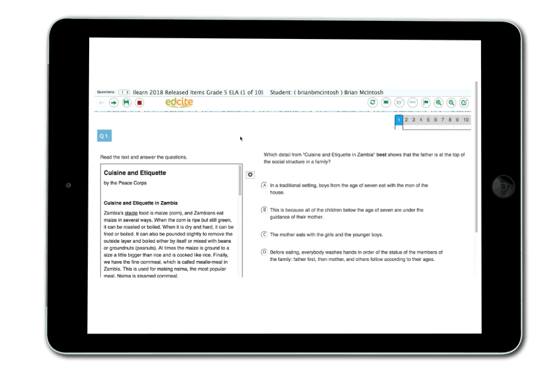 ILearn tablet display